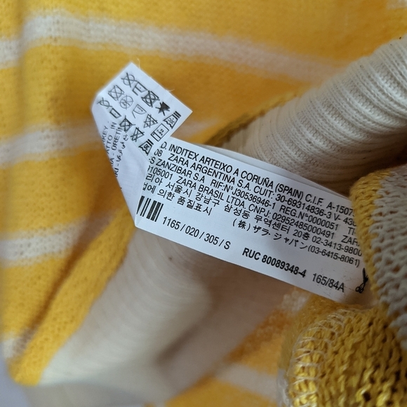 Zara Sweater Vest Yellow Stripe Tank Cotton V Neck Oversized Slouchy - Picture 6 of 10